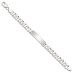 Sterling Silver Polished Engraveable Patterned Curb Link ID Bracelet view 3