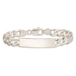 Sterling Silver Polished Engraveable Patterned Curb Link ID Bracelet view 2