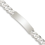 Sterling Silver Polished Engraveable Patterned Curb Link ID Bracelet view 1