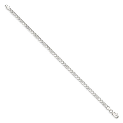 Sterling Silver Pavé Curb Bracelet, 7 x 3.8mm