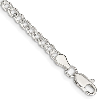 Sterling Silver Pavé Curb Bracelet, 7 x 3.8mm