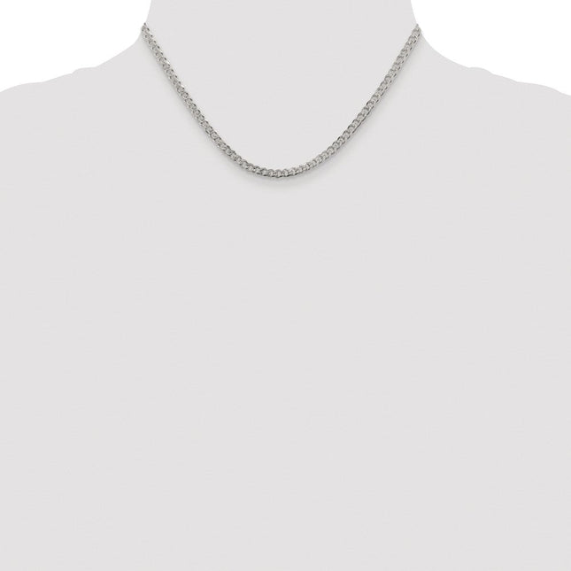 Sterling Silver Rhodium-plated Pav Curb Chain, 22 x 3.8mm