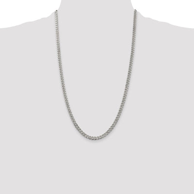 Sterling Silver Pavé Curb Bracelet, 7 x 4.5mm