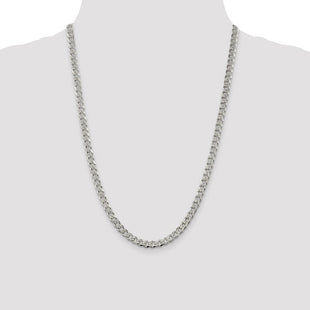 Sterling Silver Pav Curb Chain (Style QCF150-24)