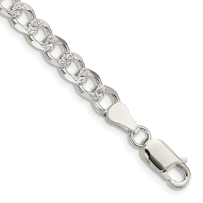 Sterling Silver Pav Curb Chain, 8 x 5.5mm
