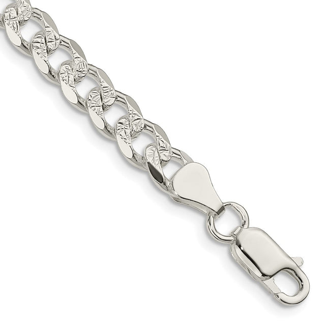 Sterling Silver Pav Curb Chain, 18 x 7mm
