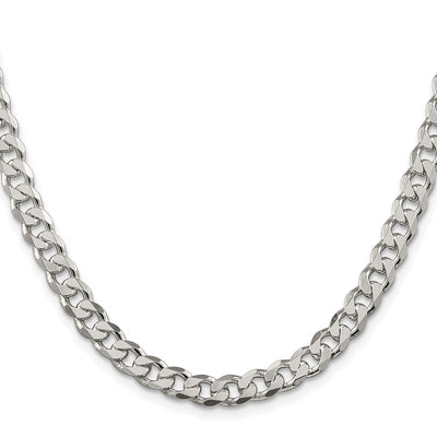 Sterling Silver Rhodium-plated Pavé Curb Bracelet, 7 x 7mm