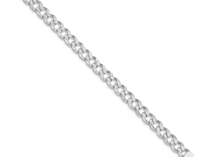 Sterling Silver Rhodium-plated Pav Curb Bracelet, 8 x 8.3mm