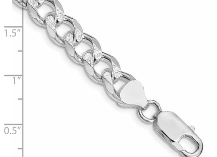 Sterling Silver Rhodium-plated Pav Curb Bracelet, 8 x 8.3mm