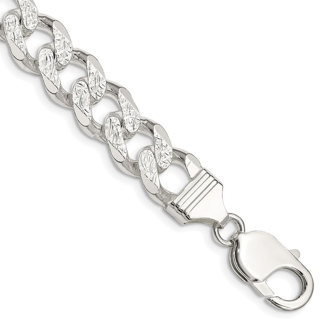 Sterling Silver Pav Curb Bracelet, 8 x 11mm
