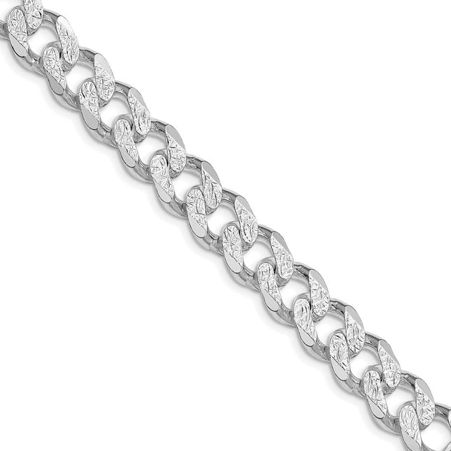 Sterling Silver Rhodium-plated Pav Curb Bracelet, 8 x 11mm