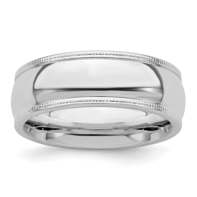 Sterling Silver Rhodium-plated Comfort Fit Milgrain Band