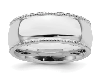 Sterling Silver Rhodium-plated Comfort Fit Milgrain Band