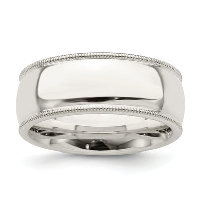Sterling Silver Comfort Fit Half Round Milgrain Band