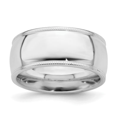Sterling Silver Rhodium-plated Comfort Fit Milgrain Band