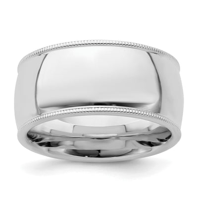 Sterling Silver Rhodium-plated Comfort Fit Milgrain Band