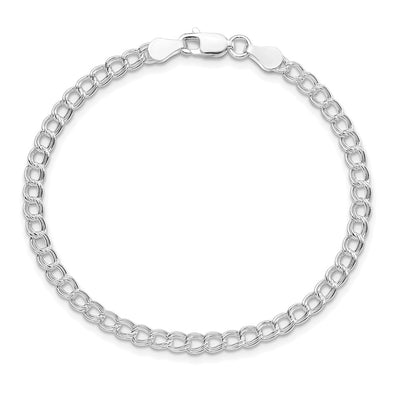 Sterling Silver RH-plated Solid Double Link Charm Child's Bracelet