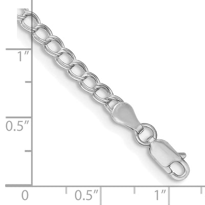 Sterling Silver RH-plated Solid Double Link Charm Child's Bracelet