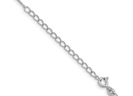 Sterling Silver Rhodium-plated Cable Chain w/2in ext., 20 x 1mm