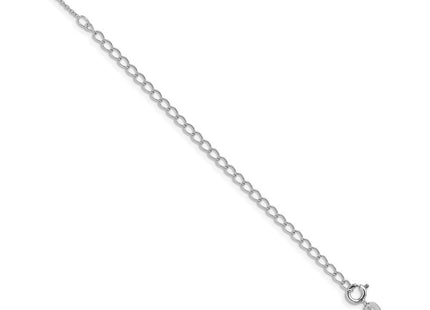 Sterling Silver Rhodium-plated Cable Chain w/4in ext.