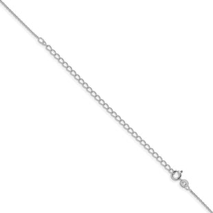 Sterling Silver Rhodium-plated Cable Chain w/4in ext.