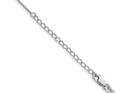 Sterling Silver Rhodium-plated Cable Chain with a extention