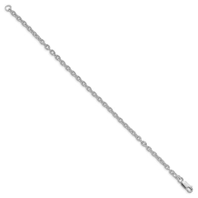 Sterling Silver Rhodium-plated Cable Bracelet, 7 x 3.5mm