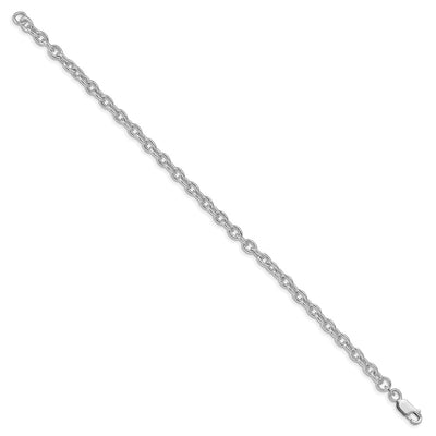 Sterling Silver Rhodium-plated Cable Bracelet, 7 x 4.5mm
