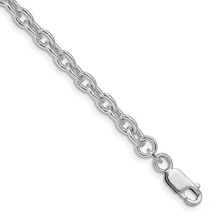Sterling Silver Rhodium-plated Cable Chain