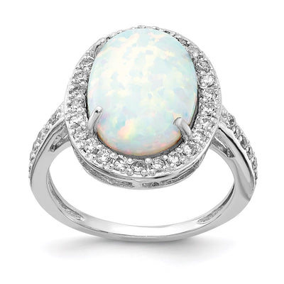 Sterling silver cubic zirconia oval ring