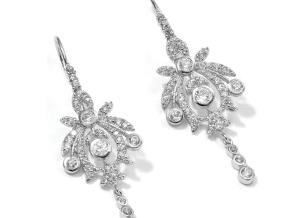 Cheryl M Sterling Silver Rhodium-plated Fancy Brilliant-cut Bezel CZ Kidney Wire Dangle Earrings