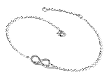 Cheryl M Sterling Silver Rhodium-plated Brilliant-cut CZ Infinity Bracelet with Extender