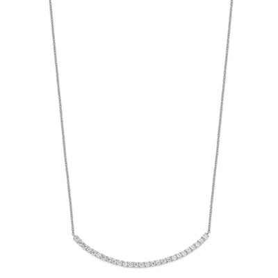 Cheryl M Sterling Silver Rhodium-plated Brilliant-cut CZ Curved Bar Necklace