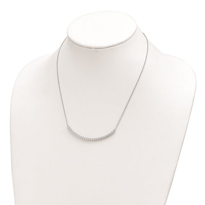 Cheryl M Sterling Silver Rhodium-plated Brilliant-cut CZ Curved Bar Necklace