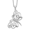 Cheryl M Sterling Silver Rhodium-plated Brilliant-cut CZ Butterfly Necklace