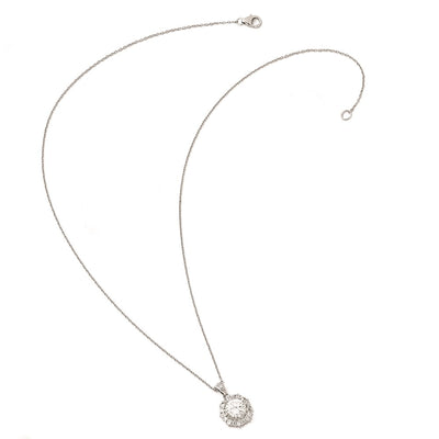 Cheryl M Sterling Silver Rhodium-plated Brilliant-cut and Emerald-cut CZ Halo Necklace
