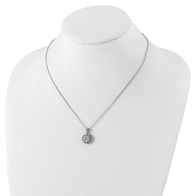 Cheryl M Sterling Silver Rhodium-plated Brilliant-cut and Emerald-cut CZ Halo Necklace