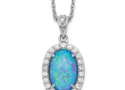 Sterling silver cubic zirconia oval necklace