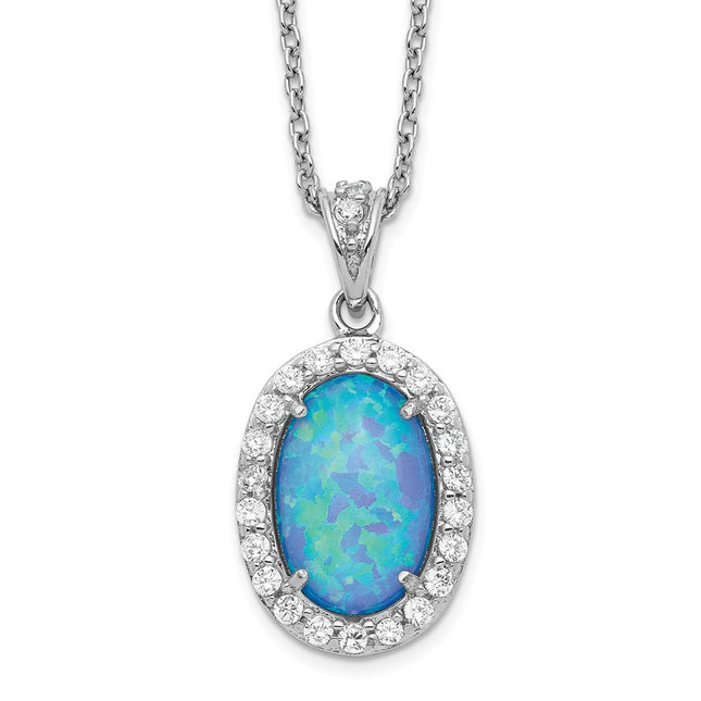Sterling silver cubic zirconia oval necklace