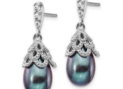 Sterling silver cubic zirconia teardrop drop earrings, alternate view