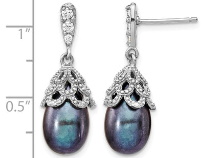 Sterling silver cubic zirconia teardrop drop earrings, further view