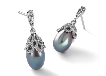 Sterling silver cubic zirconia teardrop drop earrings, additional view