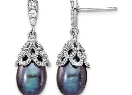 Sterling silver cubic zirconia teardrop drop earrings