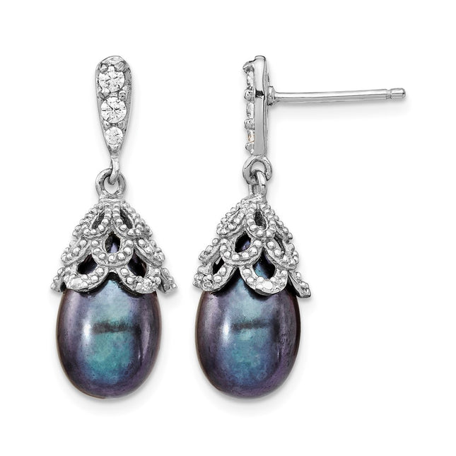 Sterling silver cubic zirconia teardrop drop earrings