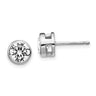 Cheryl M Sterling Silver Rhodium-plated Brilliant-cut CZ Bezel Stud Post Earrings