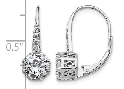 Sterling silver cubic zirconia drop earrings, further view