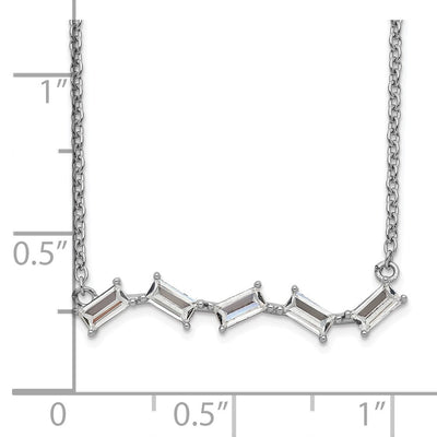 Cheryl M Sterling Silver Rhodium-plated Emerald-cut CZ Bar Necklace