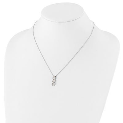 Cheryl M Sterling Silver Rhodium-plated Emerald-cut CZ Vertical Bar Necklace
