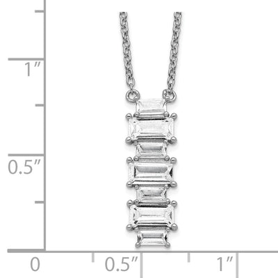 Cheryl M Sterling Silver Rhodium-plated Emerald-cut CZ Vertical Bar Necklace