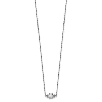 Cheryl M Sterling Silver Rhodium-plated Brilliant-cut and Emerald-cut Bar Necklace